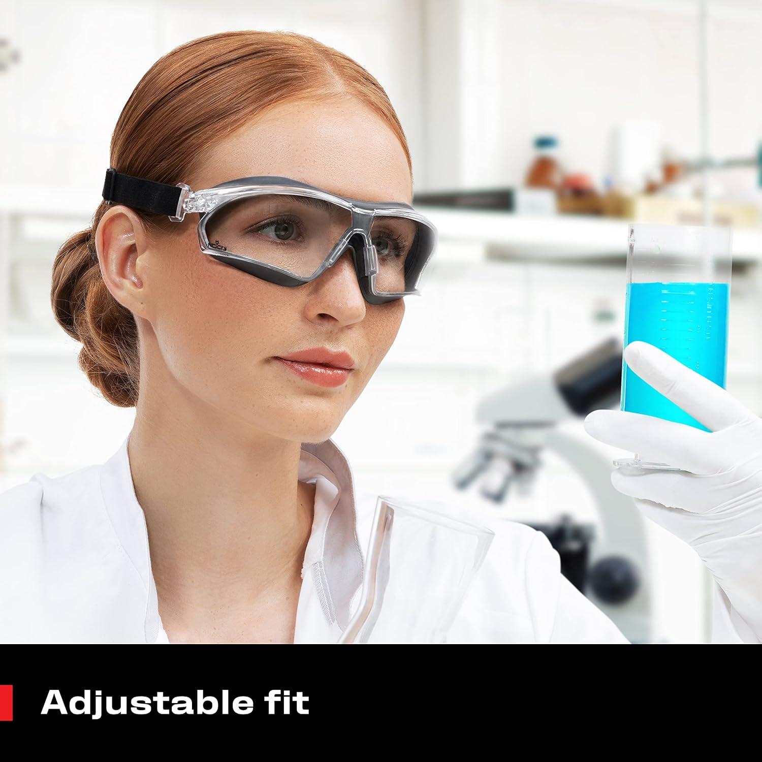 NoCry Anti Fog Safety Goggles for Women and Men with Premium Anti-Scratch Coating — ANSI Z87 Certified Lenses and Adjustable Headband — Ideal for Chemistry Labs, Science Projects, and Dust Protection