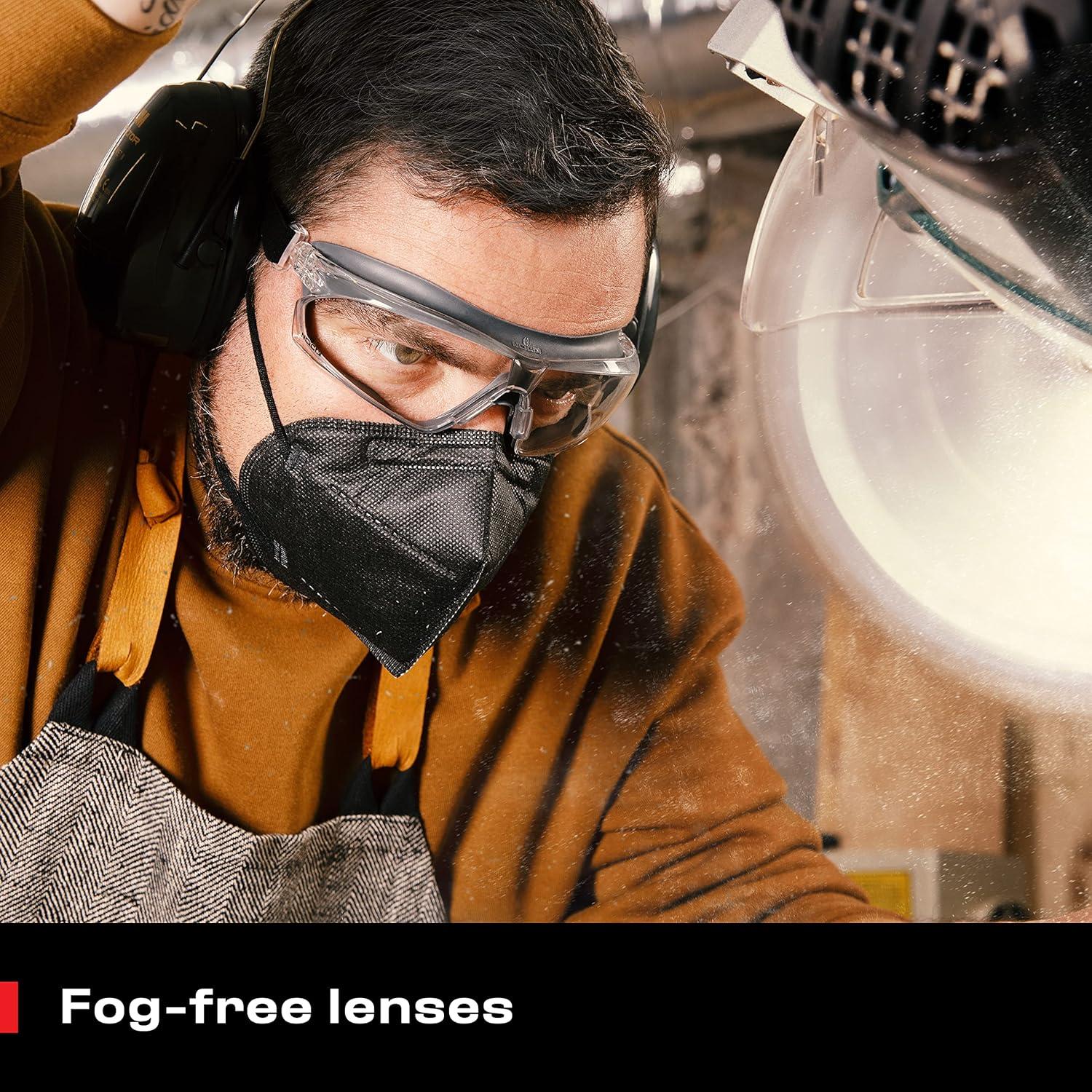 NoCry Anti Fog Safety Goggles for Women and Men with Premium Anti-Scratch Coating — ANSI Z87 Certified Lenses and Adjustable Headband — Ideal for Chemistry Labs, Science Projects, and Dust Protection