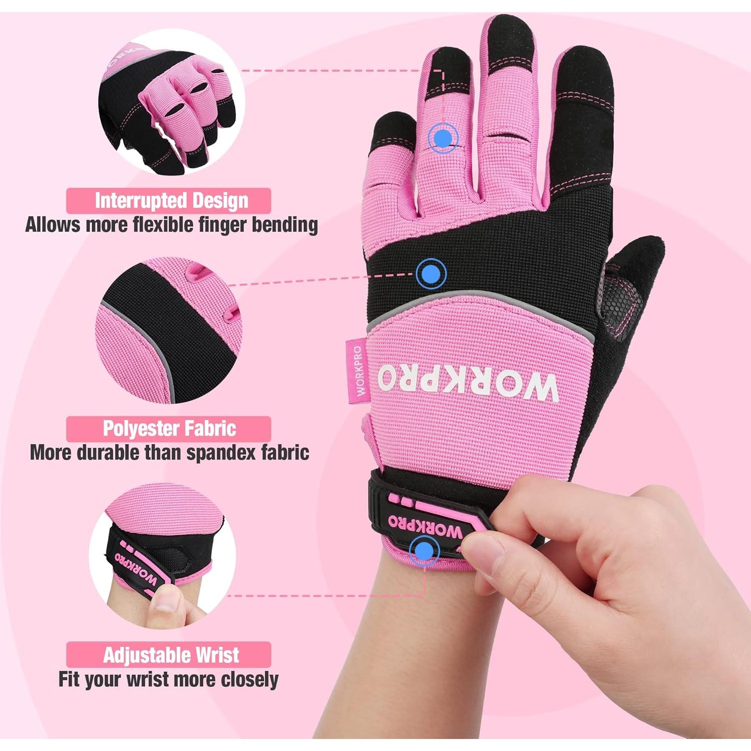 Guantes de Trabajo WORKPRO Táctiles Antideslizantes Rosa