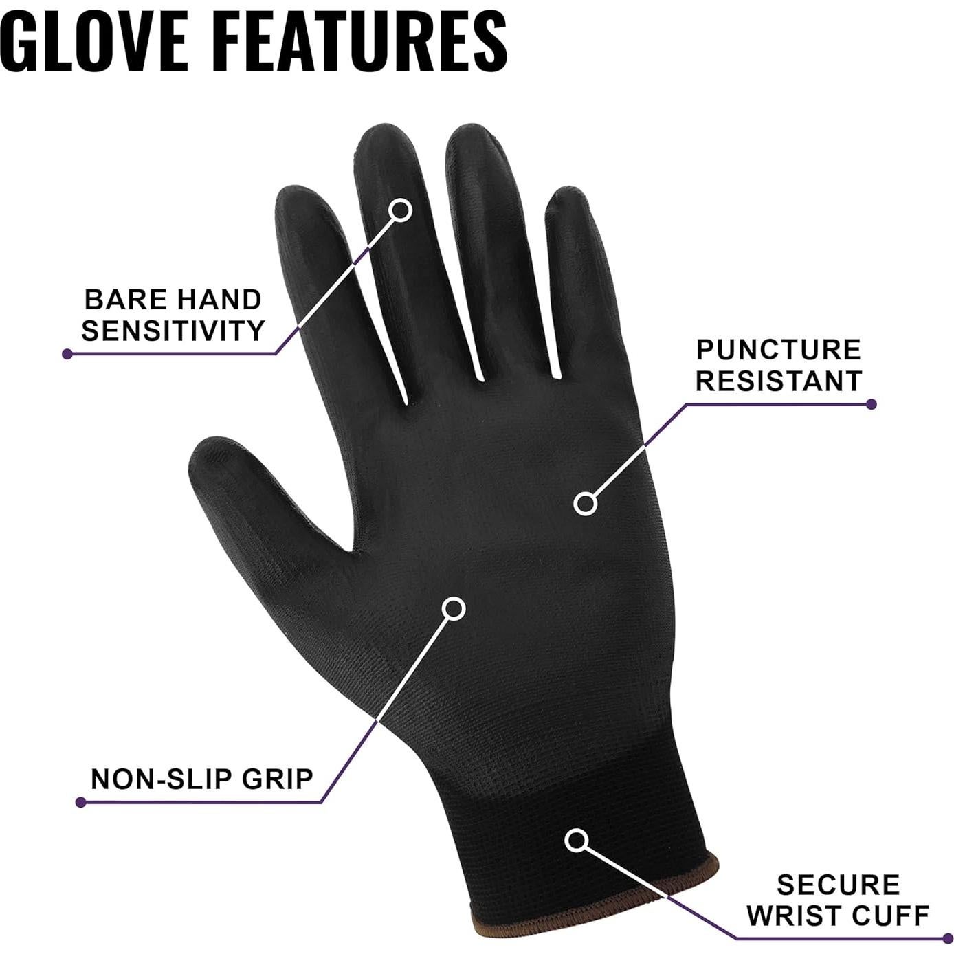 Guantes de trabajo Global Glove PUG-17, 12 pares, 2X-pequeño
