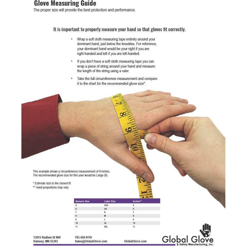 Guantes de trabajo Global Glove PUG-17, 12 pares, 2X-pequeño