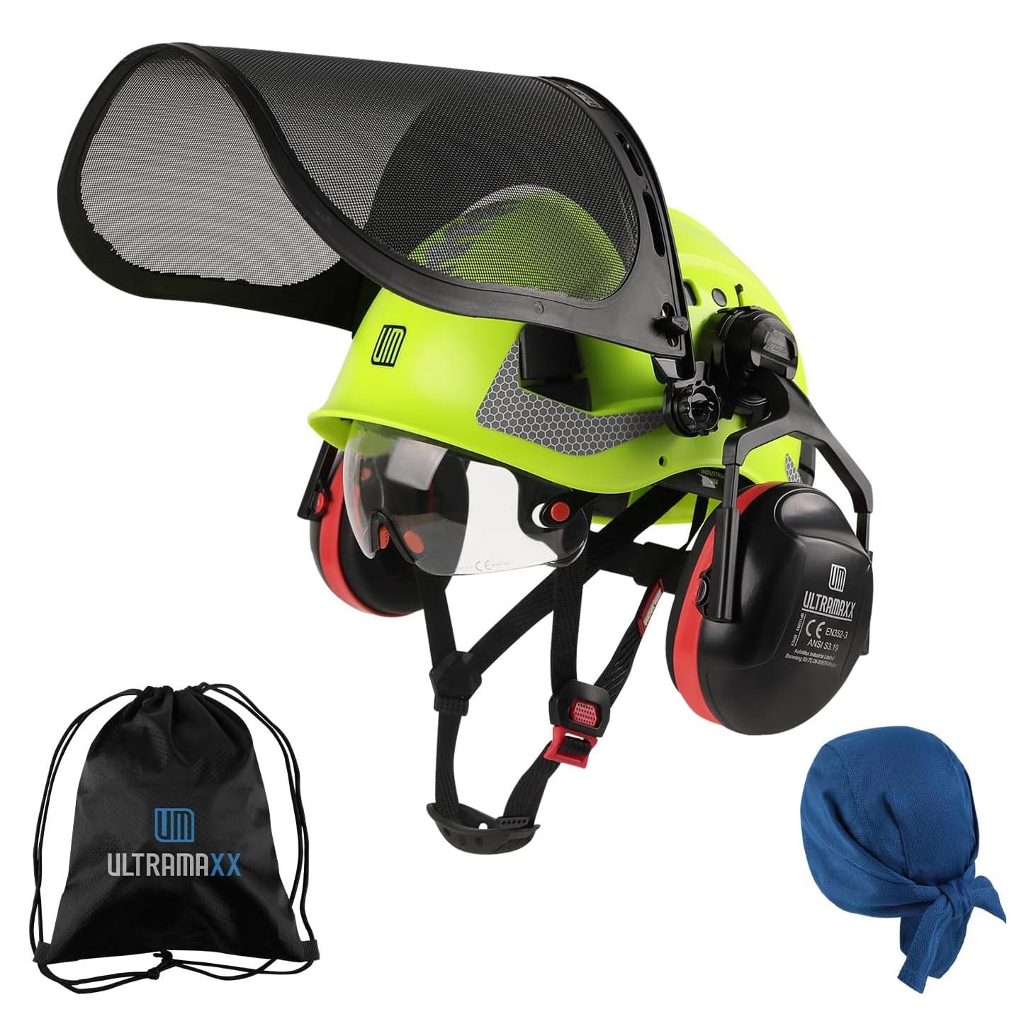 Casco de Seguridad UM ULTRAMAXX 5 en 1 Verde con Orejeras