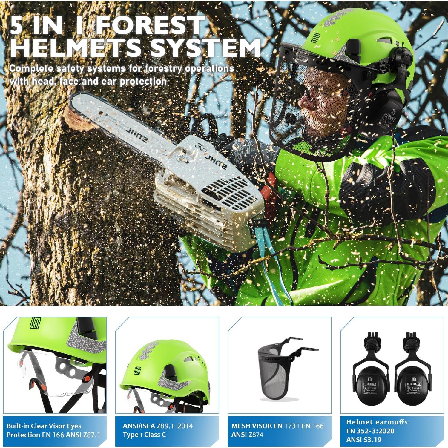 Casco de Seguridad UM ULTRAMAXX 5 en 1 Verde con Orejeras