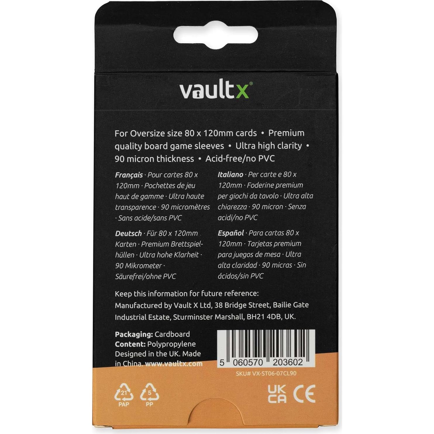 Fundas Oversize Vault X 80x120mm - 90pcs Protección Premium