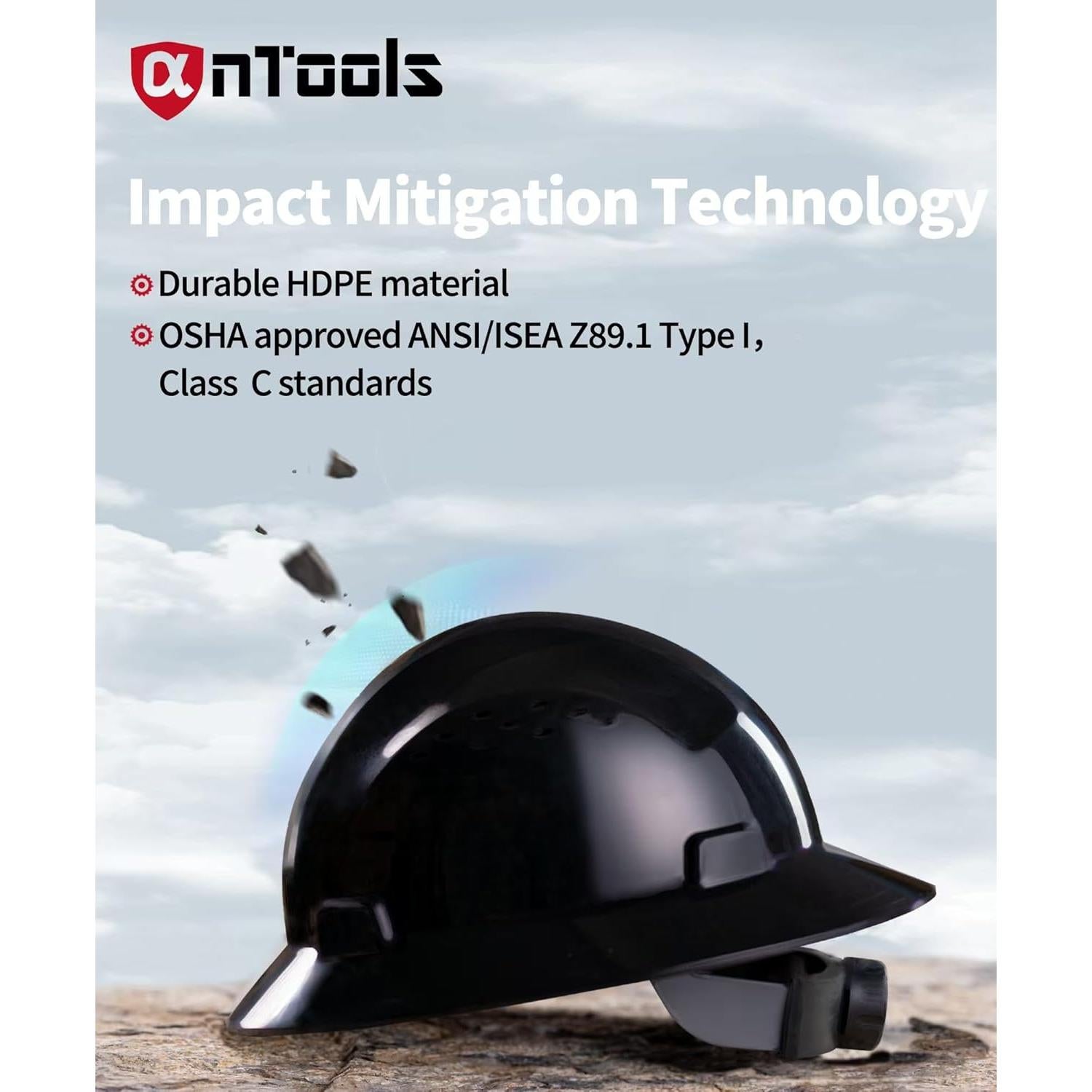 Casco de ala completa AnTools negro con ajuste 4 puntos