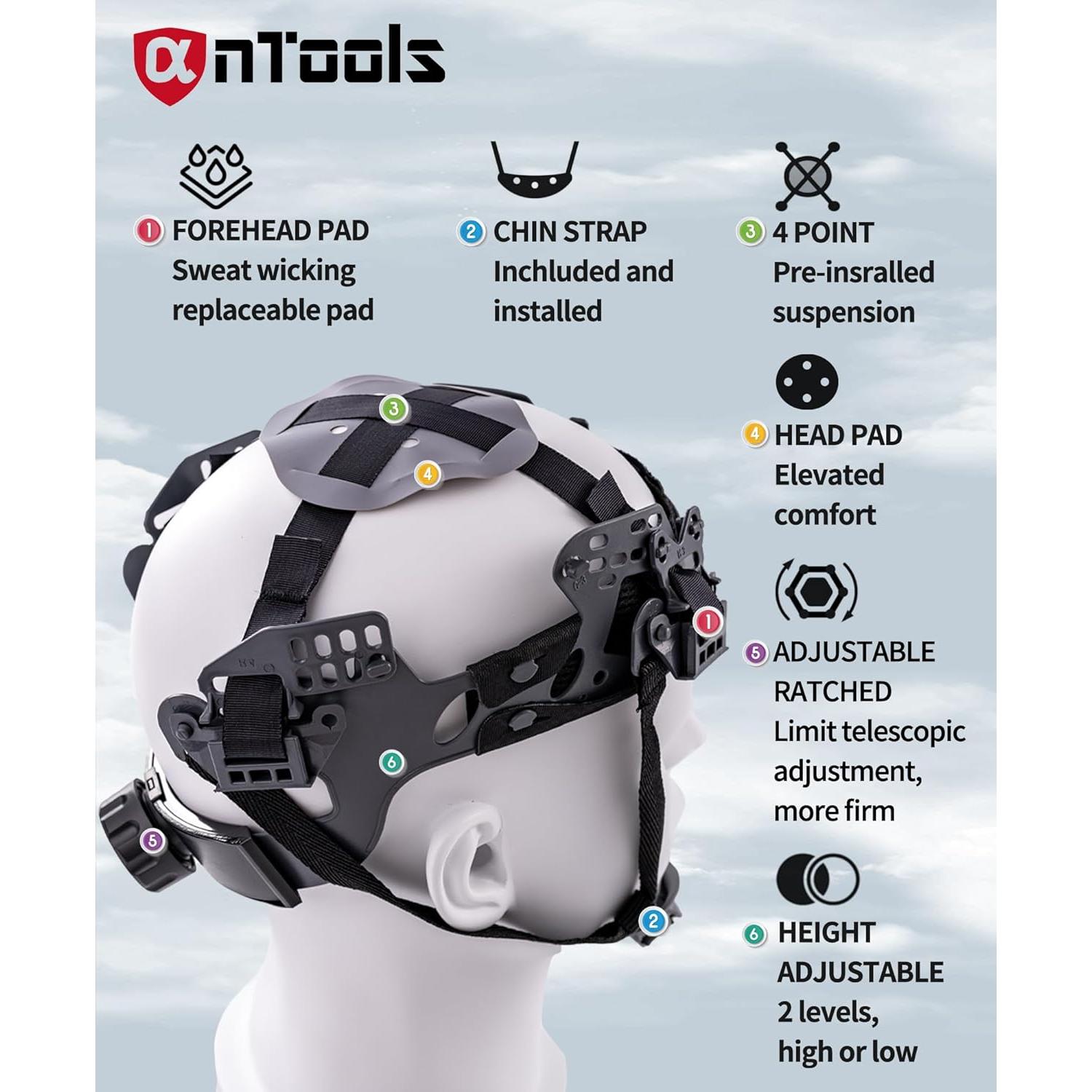 Casco de ala completa AnTools negro con ajuste 4 puntos