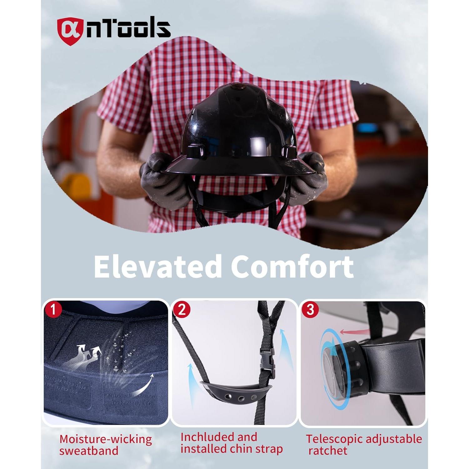 Casco de ala completa AnTools negro con ajuste 4 puntos