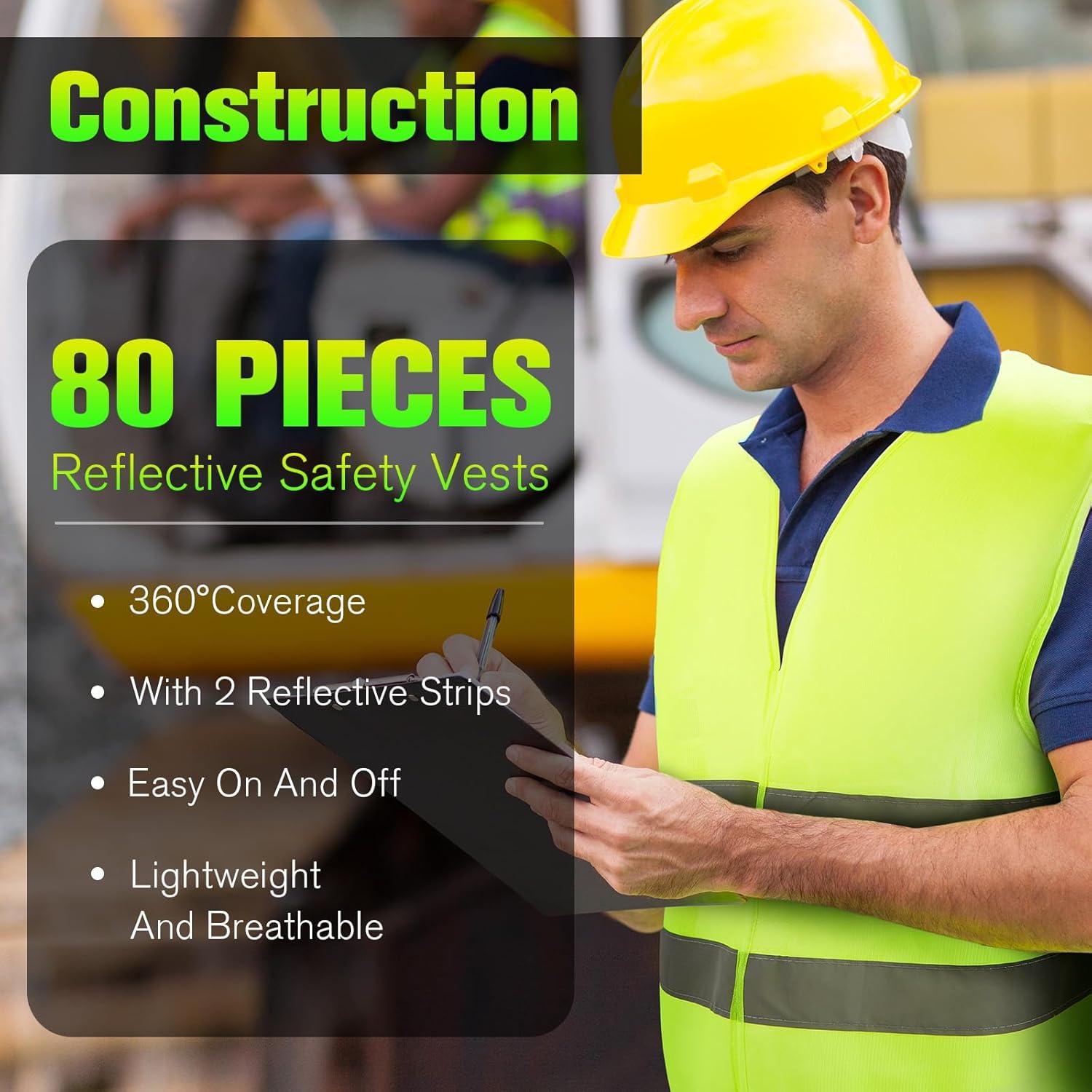 Chaleco de Seguridad Reflectante JaGely Unisex 80 Paquetes