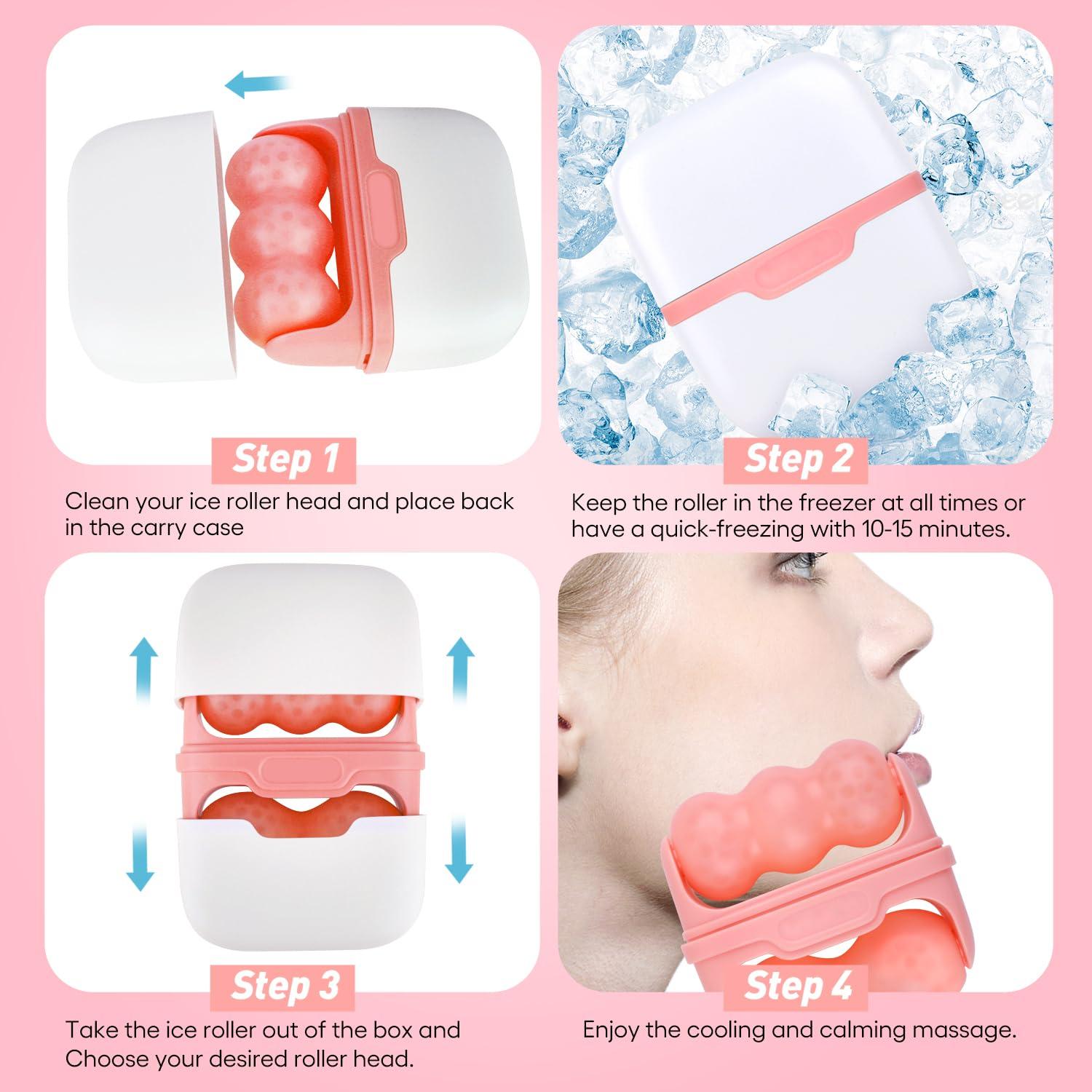 Rodillo de Hielo para Cara Fronnor Rosa Durazno 10cm