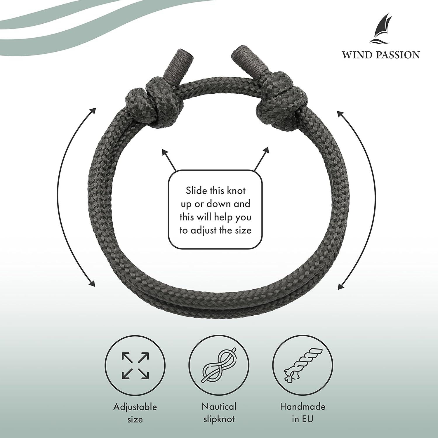 Pulsera de Cuerda Ajustable Pasión por el Viento - Unisex - Impermeable