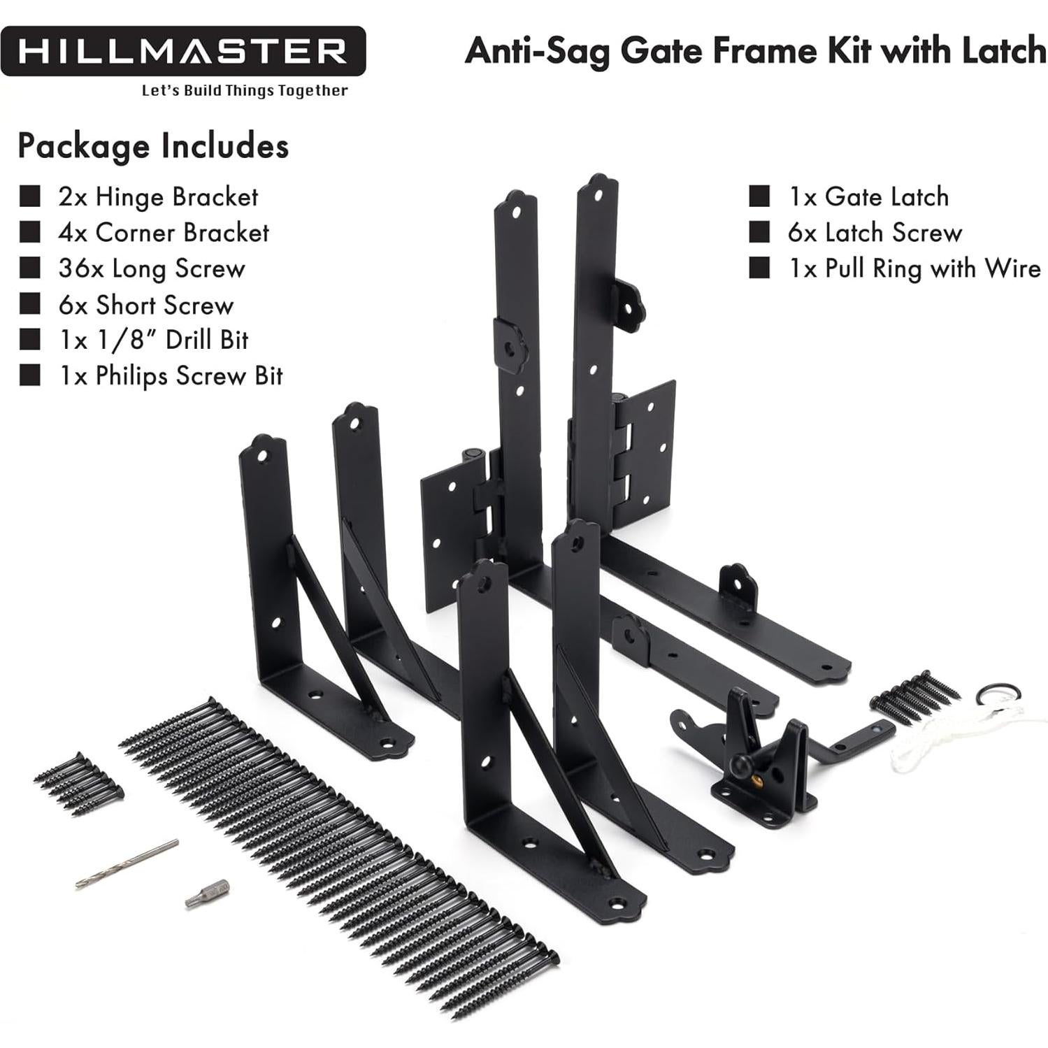Kit de Soporte de Puerta Anti Sag HILLMASTER 1 Juego Negro