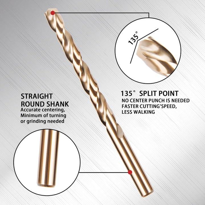 Juego de Brocas de Cobalto 1/4" AIMLENTOOL 13 Piezas HSS