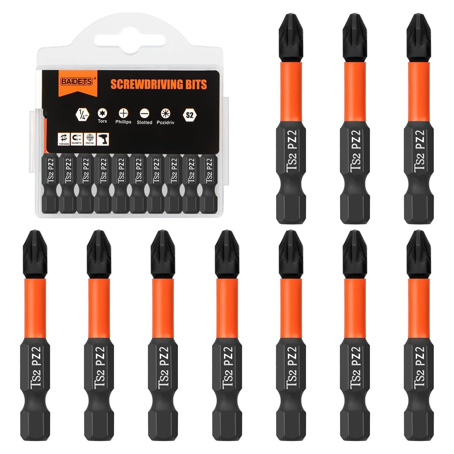 Juego de Puntas de Destornillador BAIDETS PZ2 10 Piezas 50mm