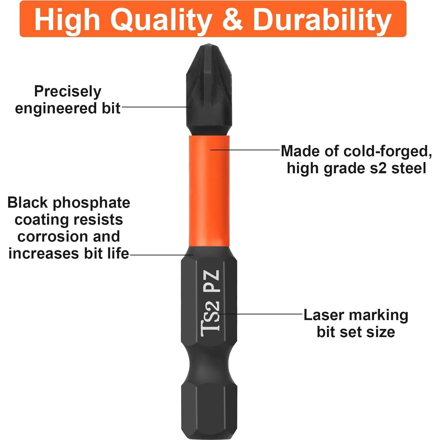 Juego de Puntas de Destornillador BAIDETS PZ2 10 Piezas 50mm