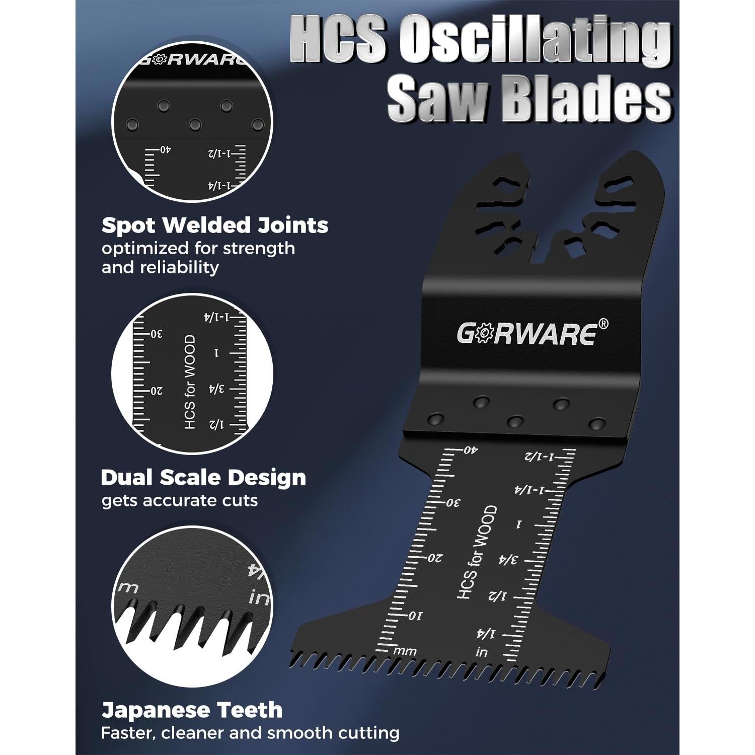 Hojas de Multiherramienta GORWARE 60PCS Diente Japonés para Madera