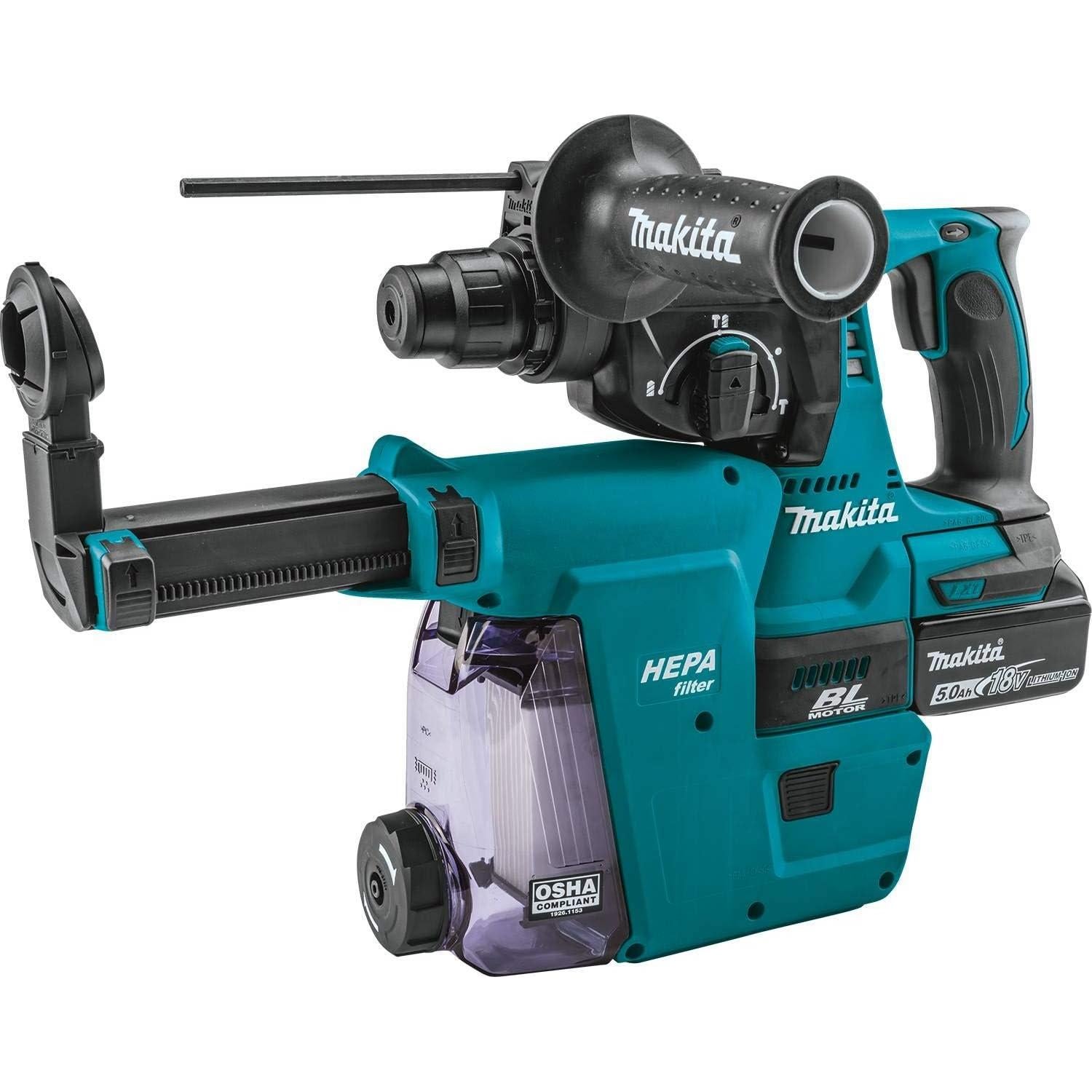 Martillo Rotativo Inalámbrico Makita 18V LXT 1" con Extractor HEPA