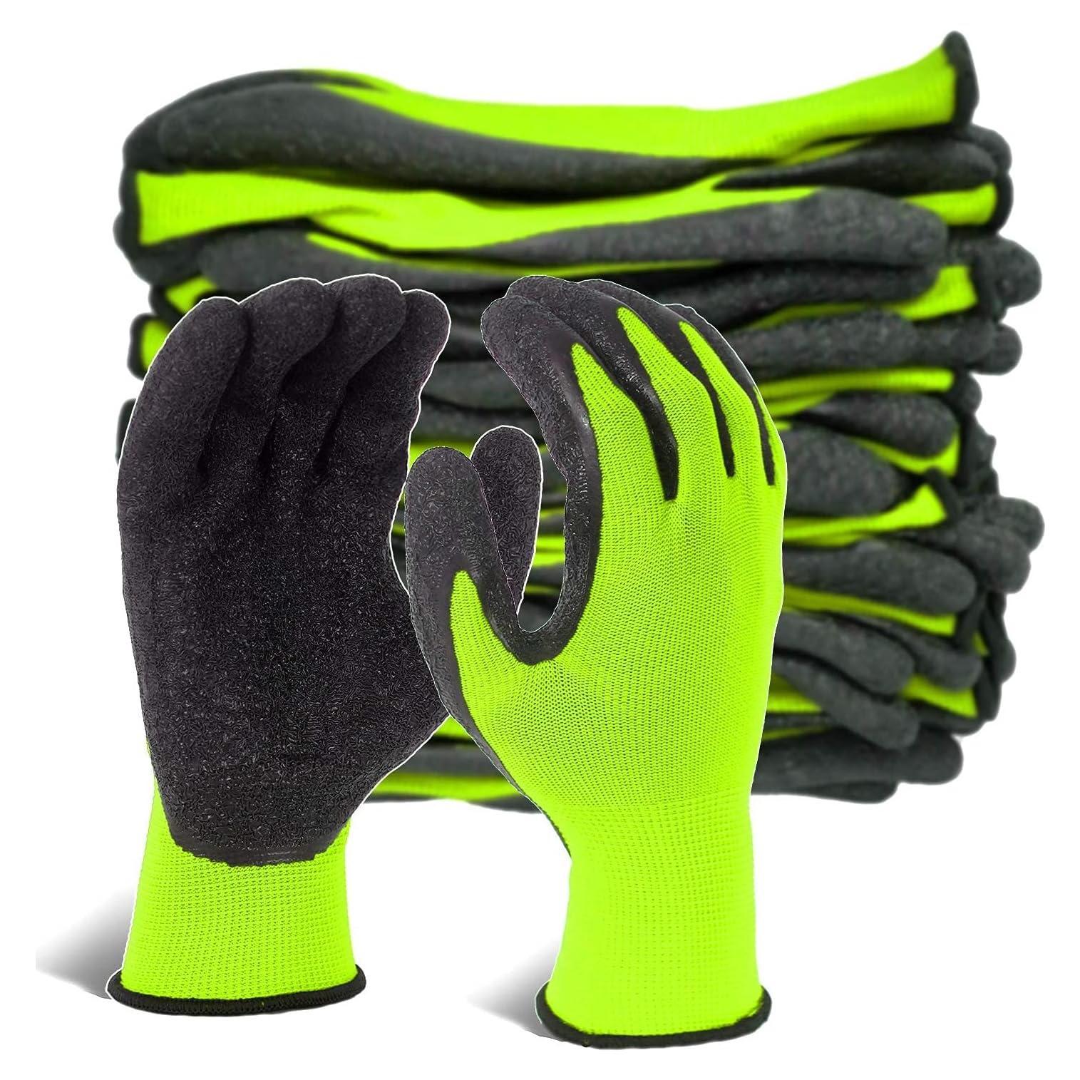 Guantes de Trabajo Evridwear Láticos Verdes 12 Pares Talla L