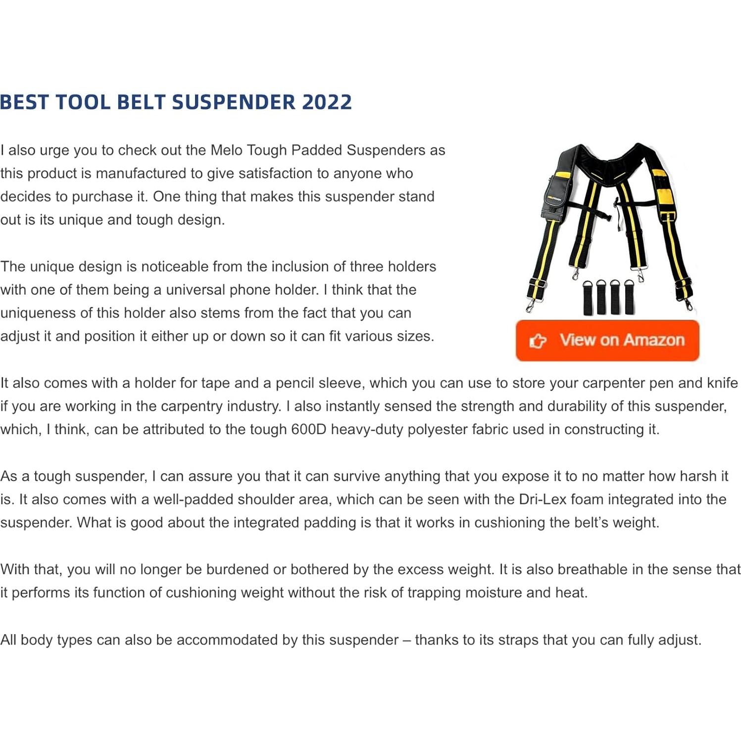 Tirantes MeloTough para Cinturón de Herramientas Ajustables