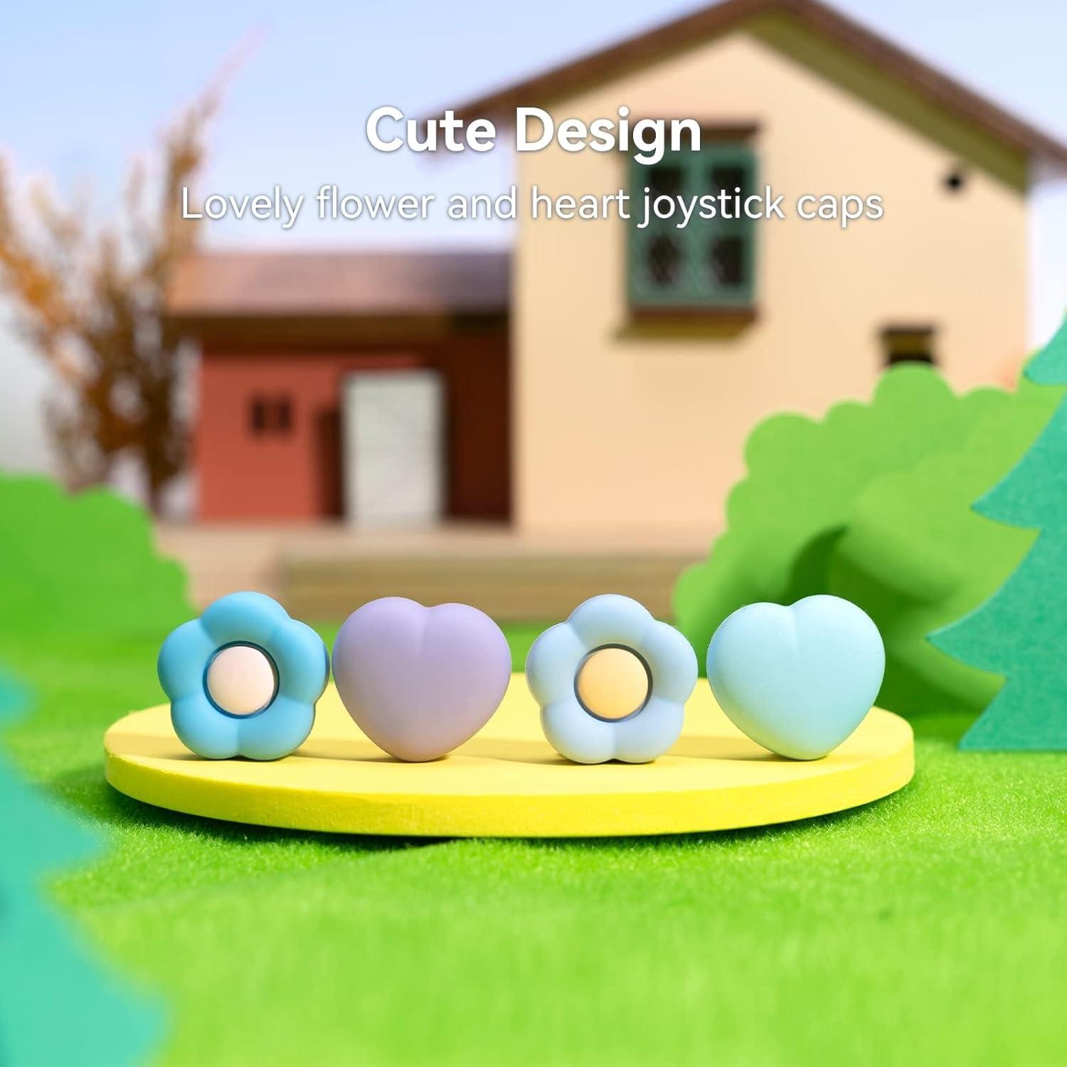 Tapas de agarre de pulgar GeekShare para Joy Con - 4PCS Azul y Púrpura