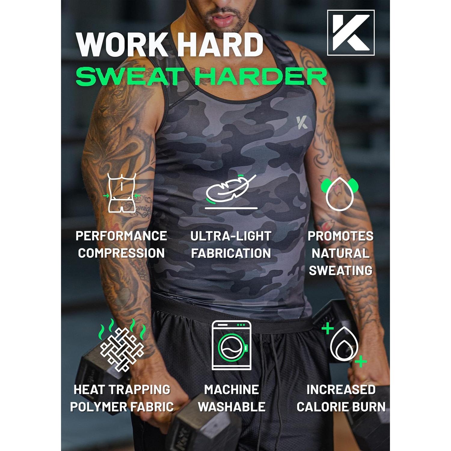 Chaleco de Compresión Kewlioo para Hombre - Sauna Gris Camo