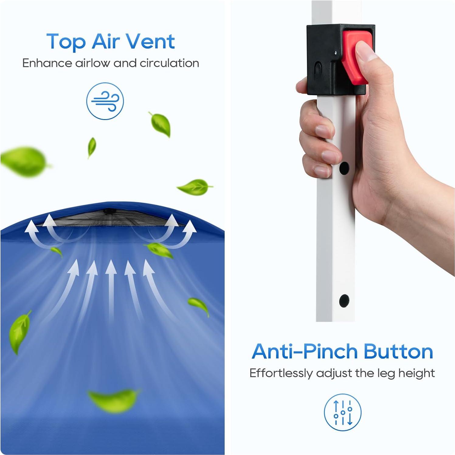 Carpa Plegable LuckIn 3x3m Resistente UV 150D Azul