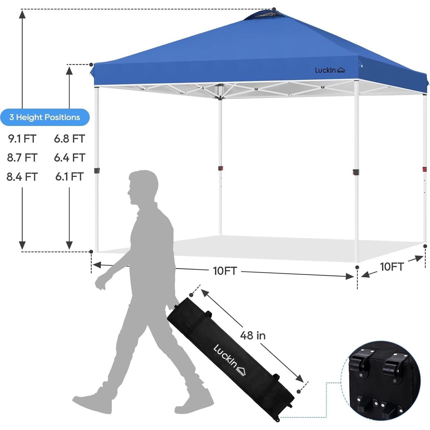 Carpa Plegable LuckIn 3x3m Resistente UV 150D Azul