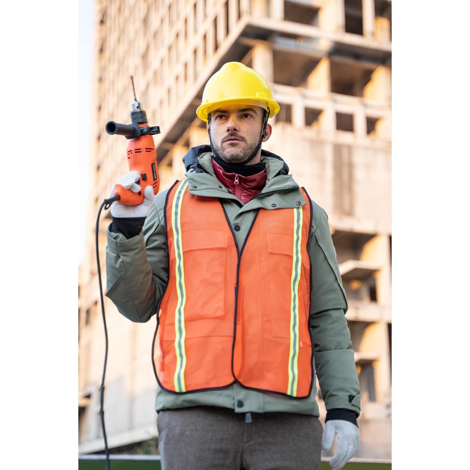 Chalecos de Seguridad Dazonity 10pcs Malla Alta Visibilidad