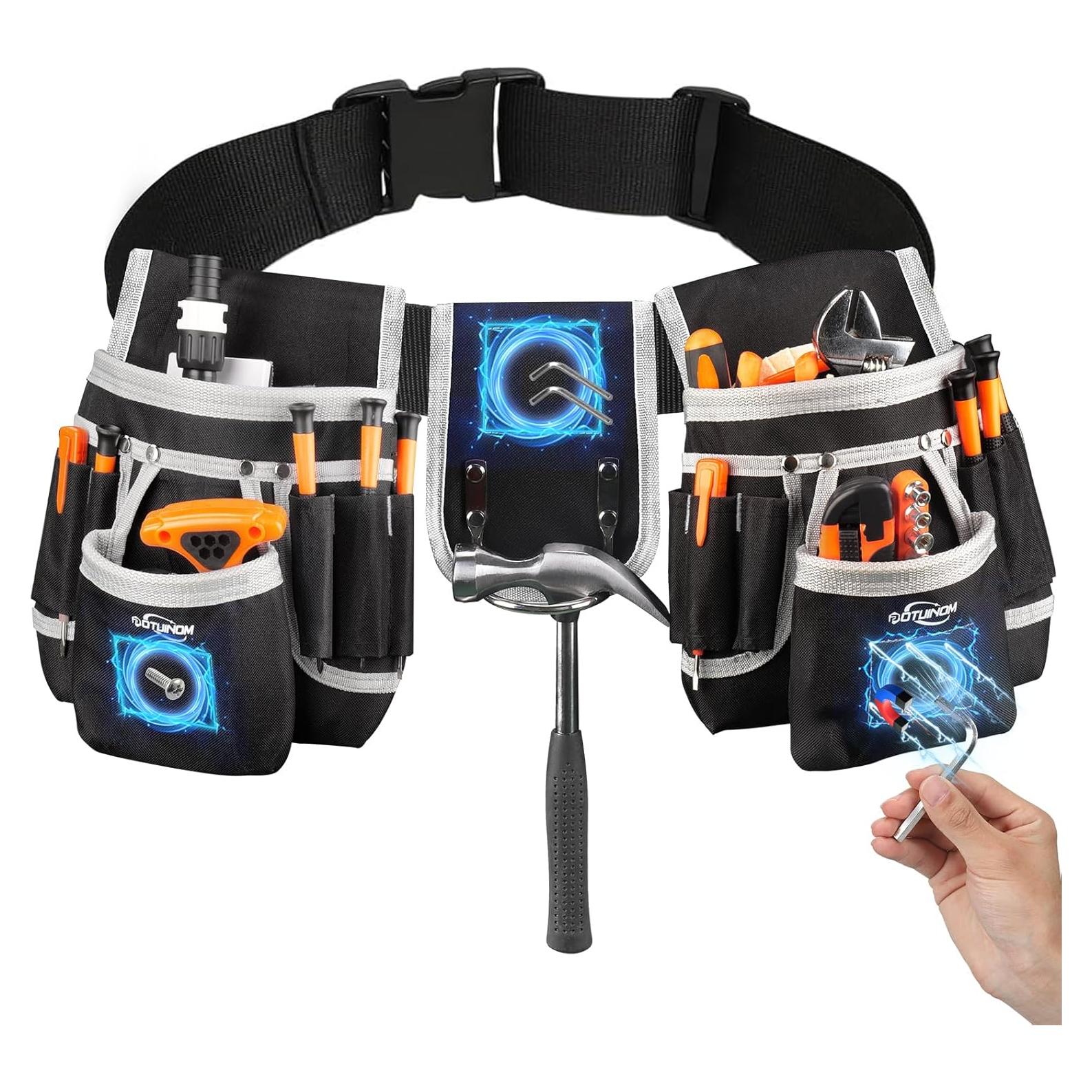 Cinturón de herramientas POTUINOM con 26 bolsillos magnéticos