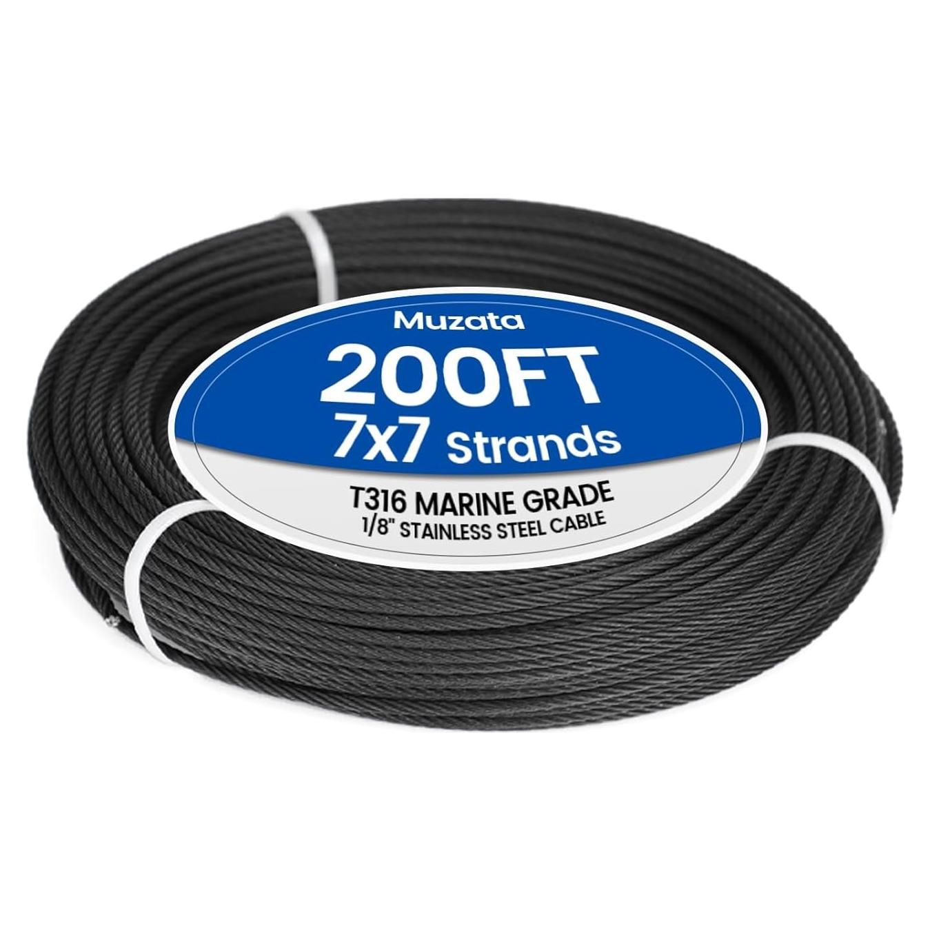 Kit Barandilla Cable Muzata 200 pies Acero Inoxidable Negro