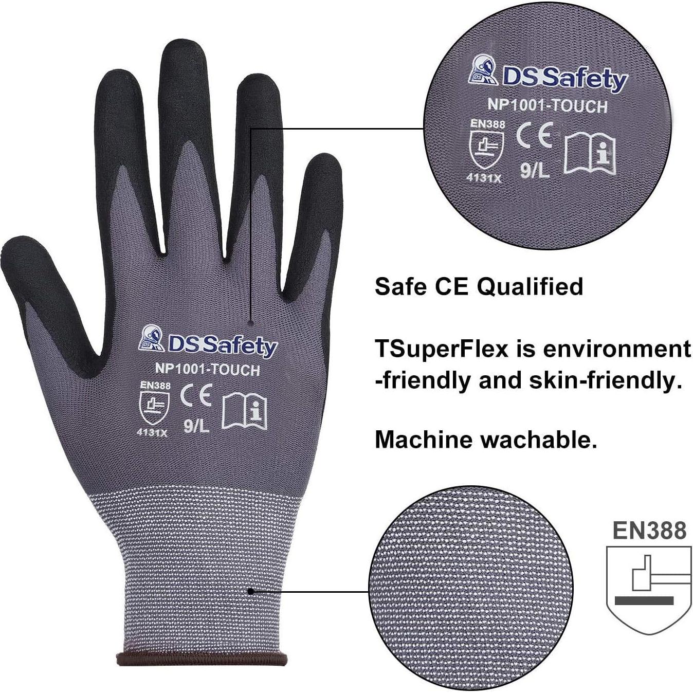 Guantes de Trabajo NP1001 Dalian Ajuste Cómodo Grip 3 Pares
