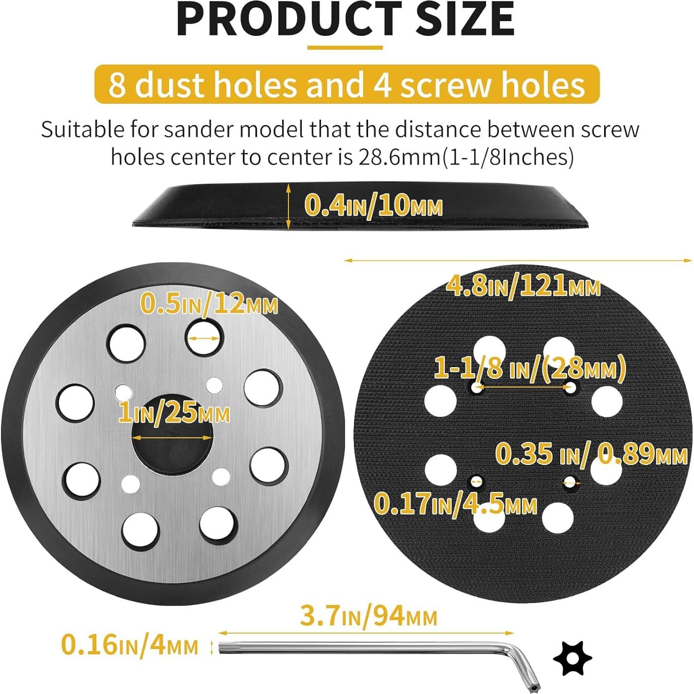 Almohadilla de Lijadora 5" Metal Johnnyue 1 Paquete 8 Agujeros