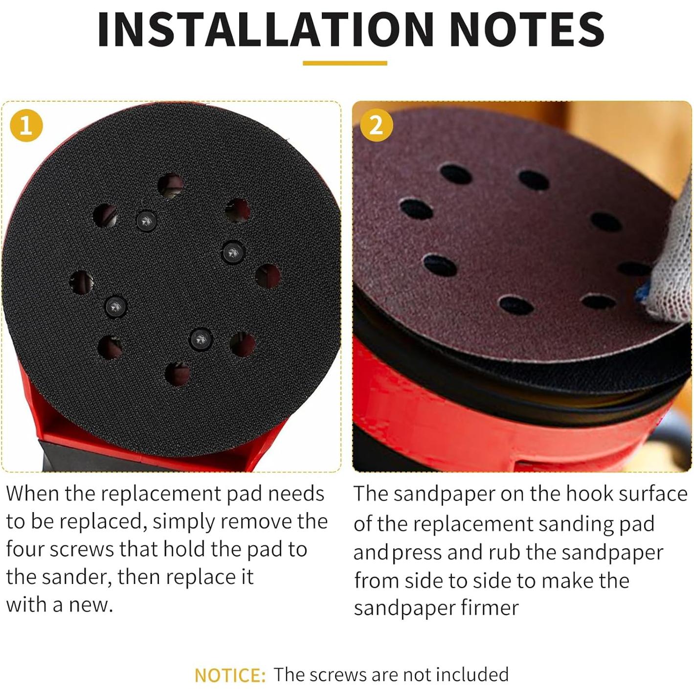 Almohadilla de Lijadora 5" Metal Johnnyue 1 Paquete 8 Agujeros