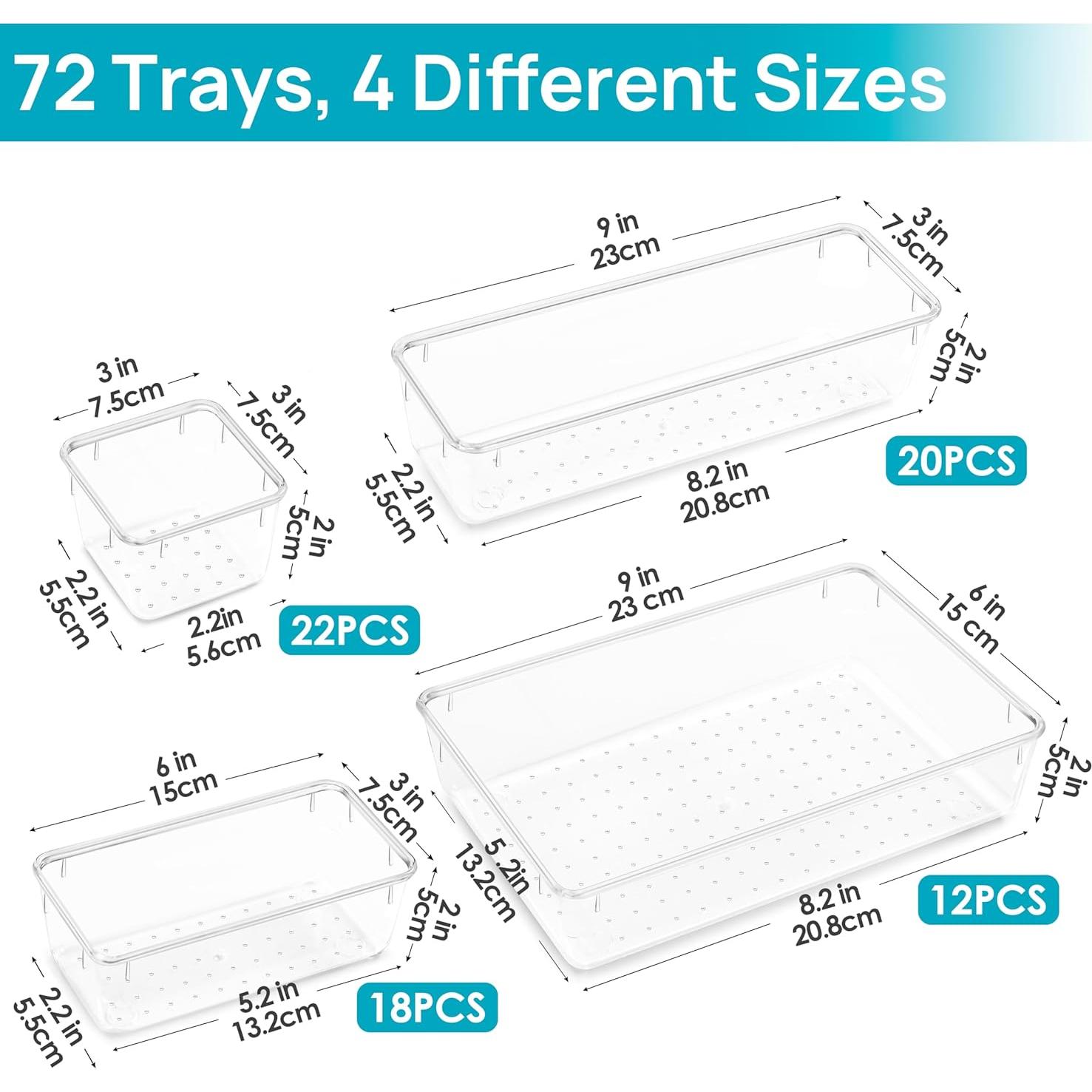Juego de Organizadores de Cajones Vtopmart 72 Piezas Plástico