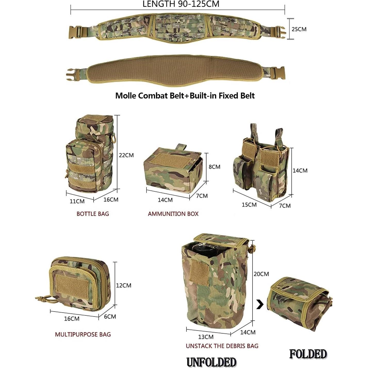 Cinturón Táctico BOMTURN 7 en 1 Militar Molle Ajustable