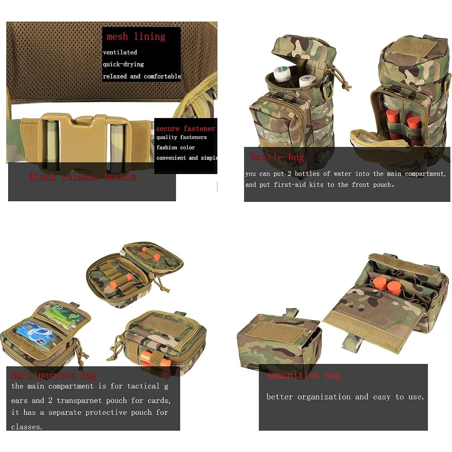 Cinturón Táctico BOMTURN 7 en 1 Militar Molle Ajustable