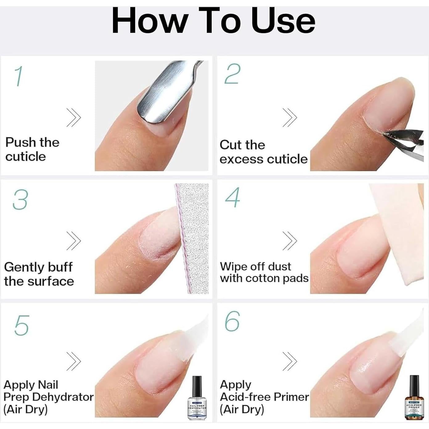 Set de 4PCS Preparador y Primer de Uñas Morovan Sin Ácido