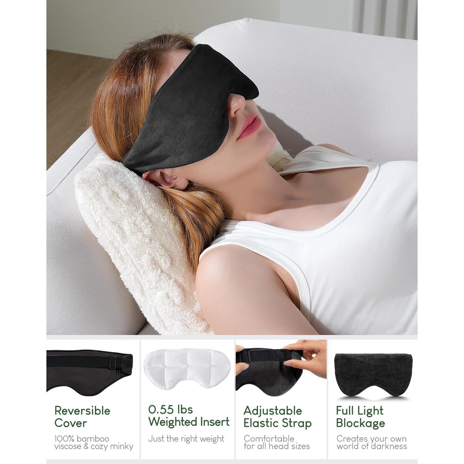 Máscara de Ojos con Peso Sivio Negra, Calentable y Congelable