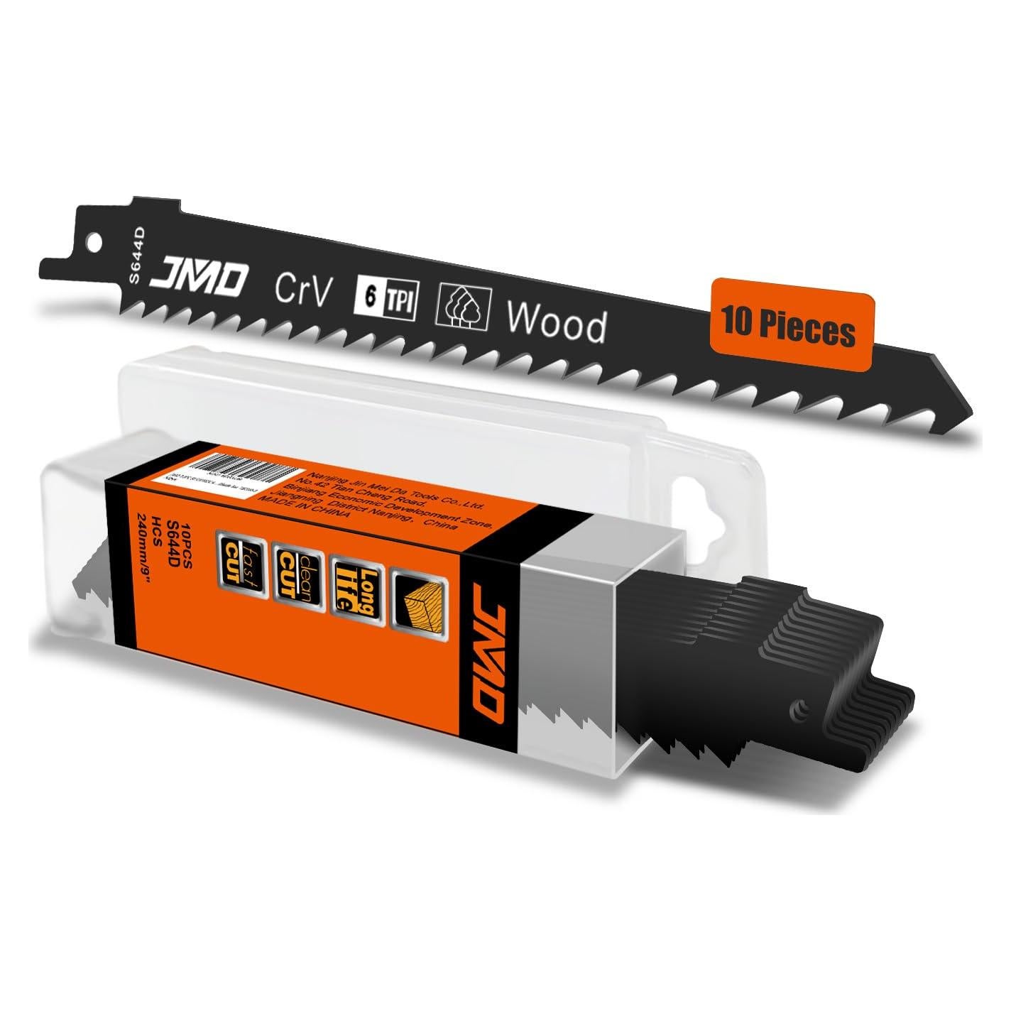 Juego de 10 Cuchillas de Sierra Recíproca JMD S644D 152mm 6TPI