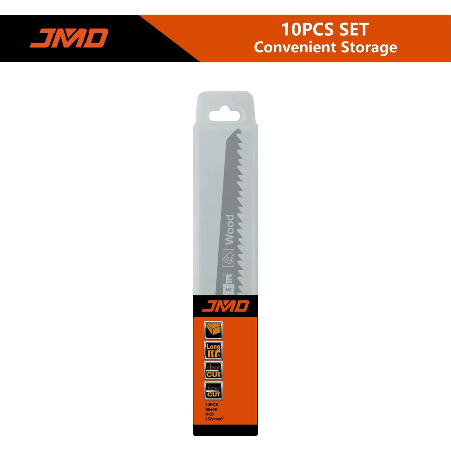 Juego de 10 Cuchillas de Sierra Recíproca JMD S644D 152mm 6TPI