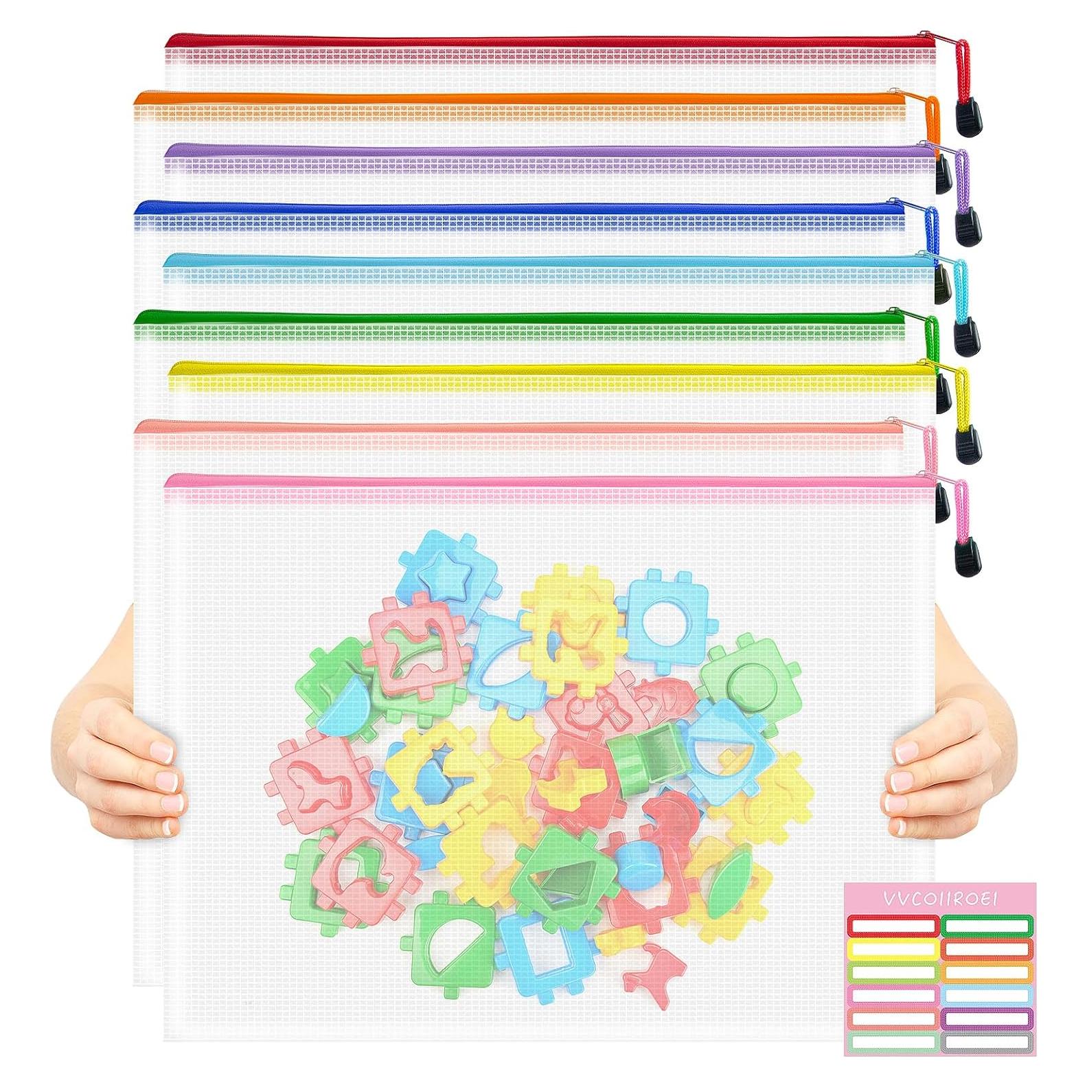 9 Piezas Bolsas de Cremallera de Malla VVCOIIROEI A3 9 Colores