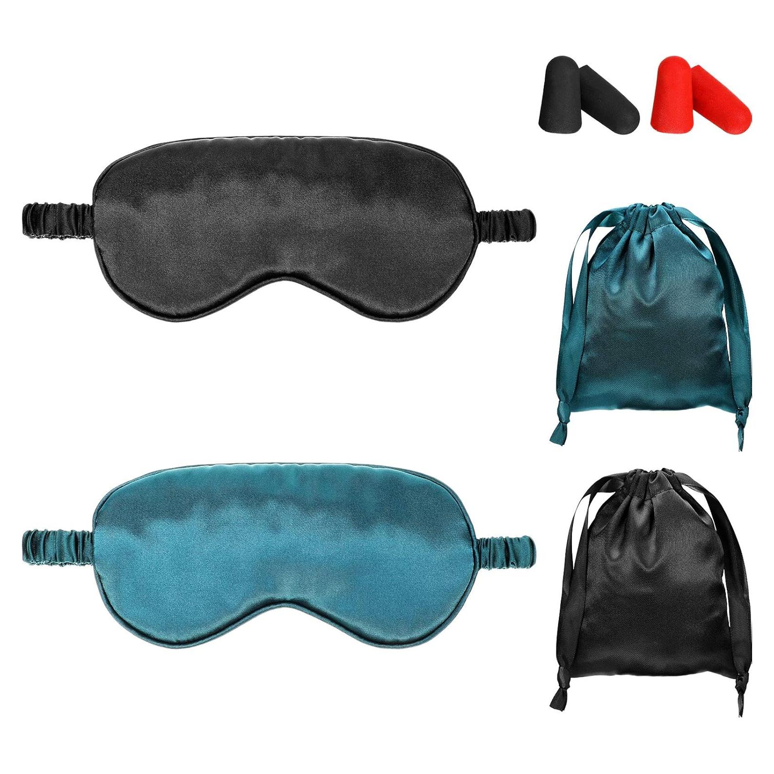 Conjunto de Máscara de Dormir de Seda Geyoga - 2 Antifaces y Tapones