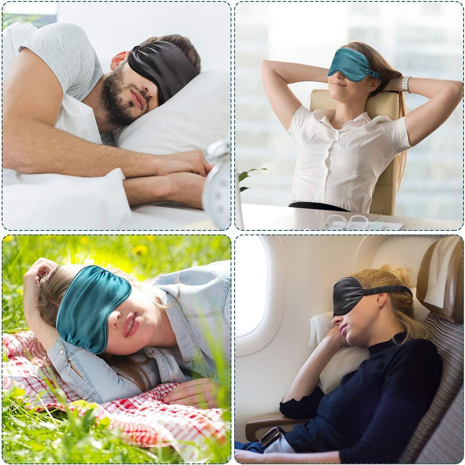 Conjunto de Máscara de Dormir de Seda Geyoga - 2 Antifaces y Tapones