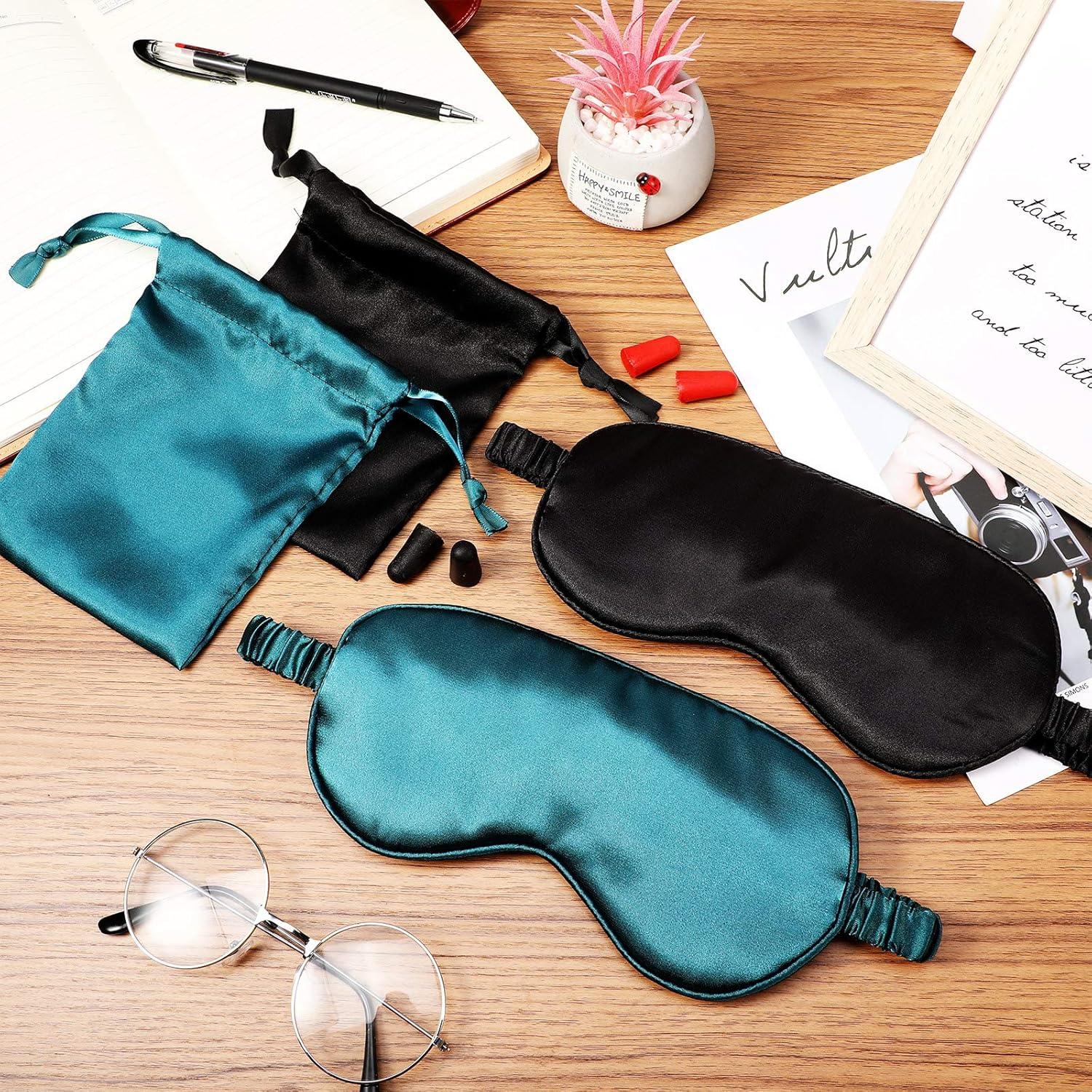 Conjunto de Máscara de Dormir de Seda Geyoga - 2 Antifaces y Tapones