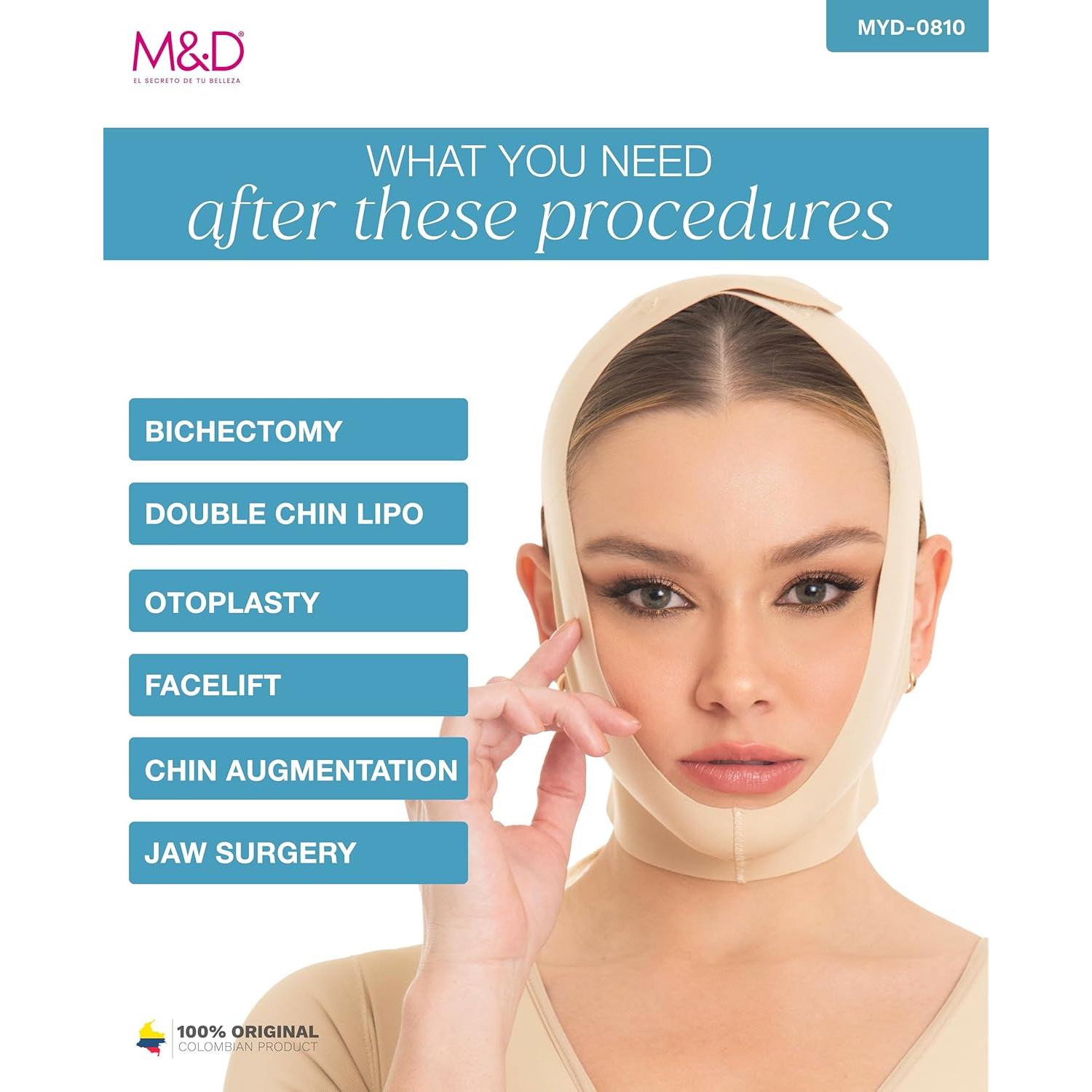 M&D Mentonera Reductora Facial Beige S - Compresión Postquirúrgica