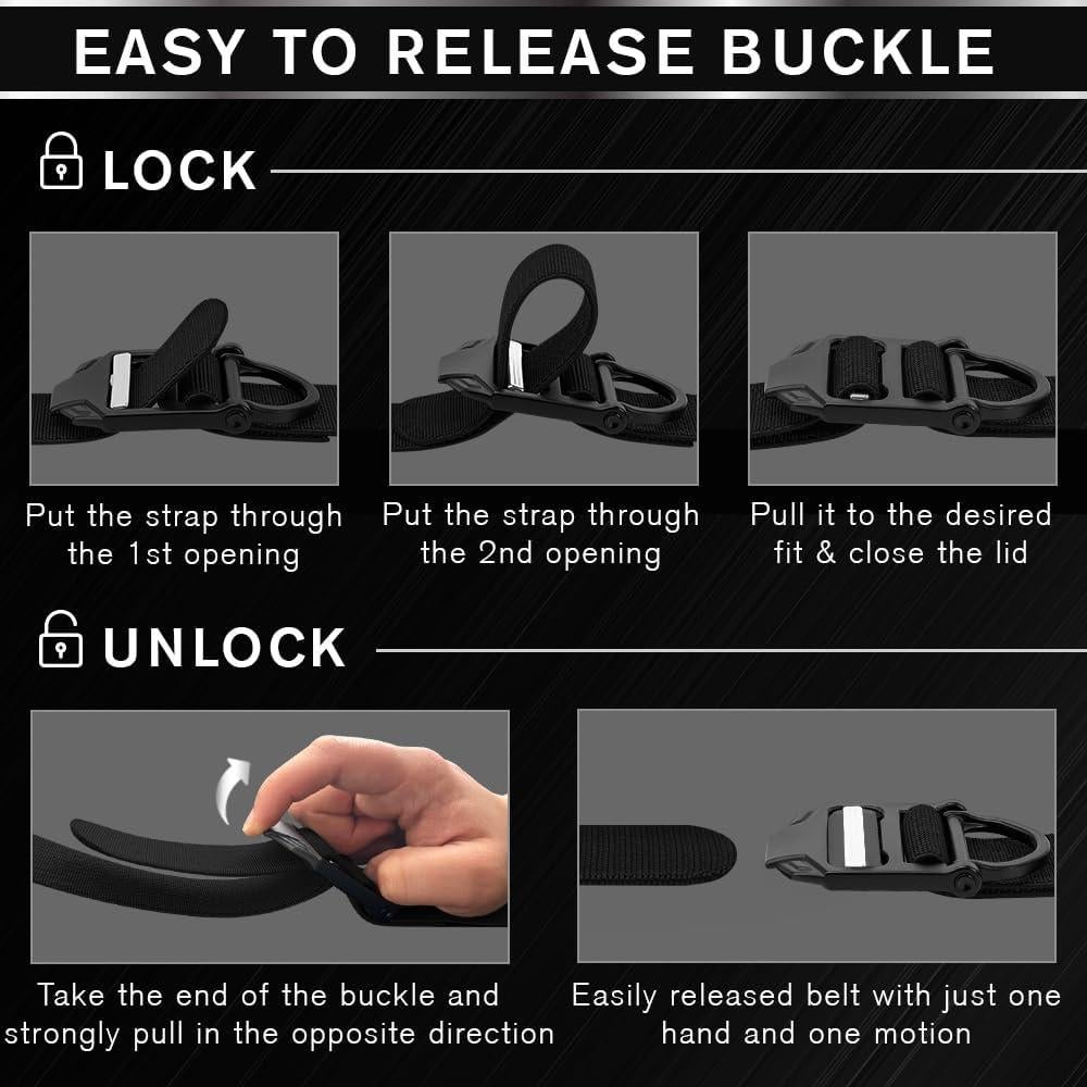 Cinturón Táctico TECEUM - Negro - Ajustable - Nylon Resistente