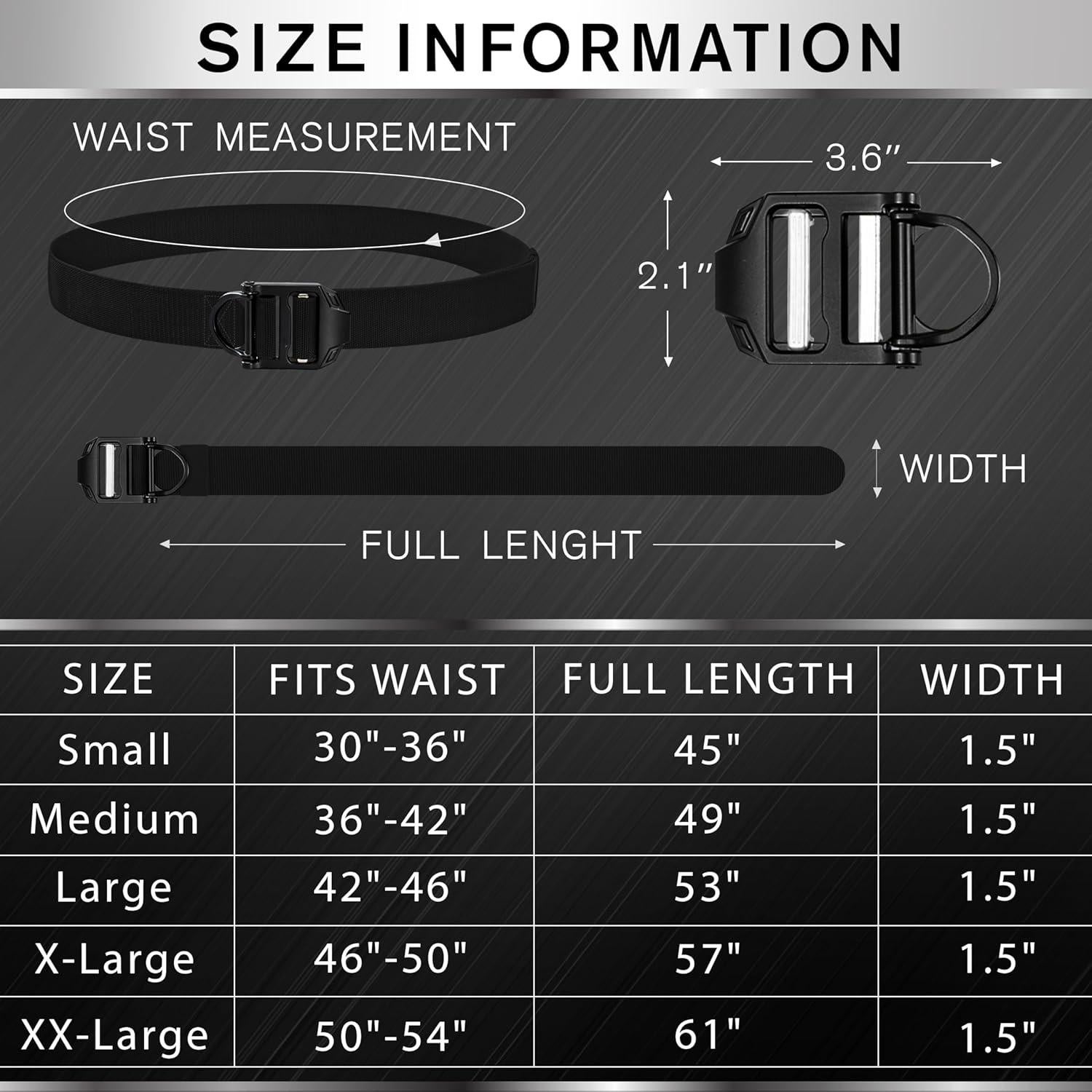 Cinturón Táctico TECEUM - Negro - Ajustable - Nylon Resistente