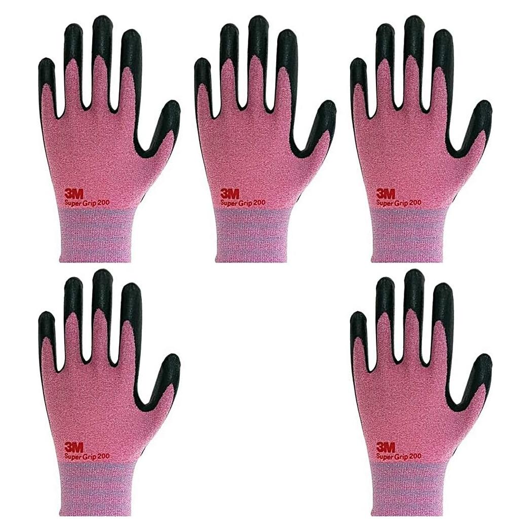 Guantes de Trabajo 3M Nitrilo Rosa Mediano 5 Pares