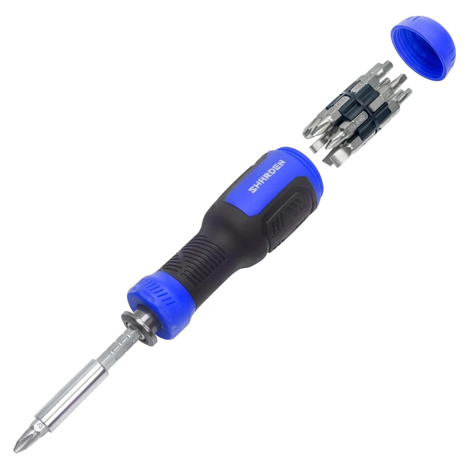 SHARDEN Multibit Screwdriver 13-in-1 Screw Driver Set Adjustable Extension Screwdriver Multitool All in One with Torx Security, Flat Head, Phillips, Hex, Square and 1/4 Nut Driver