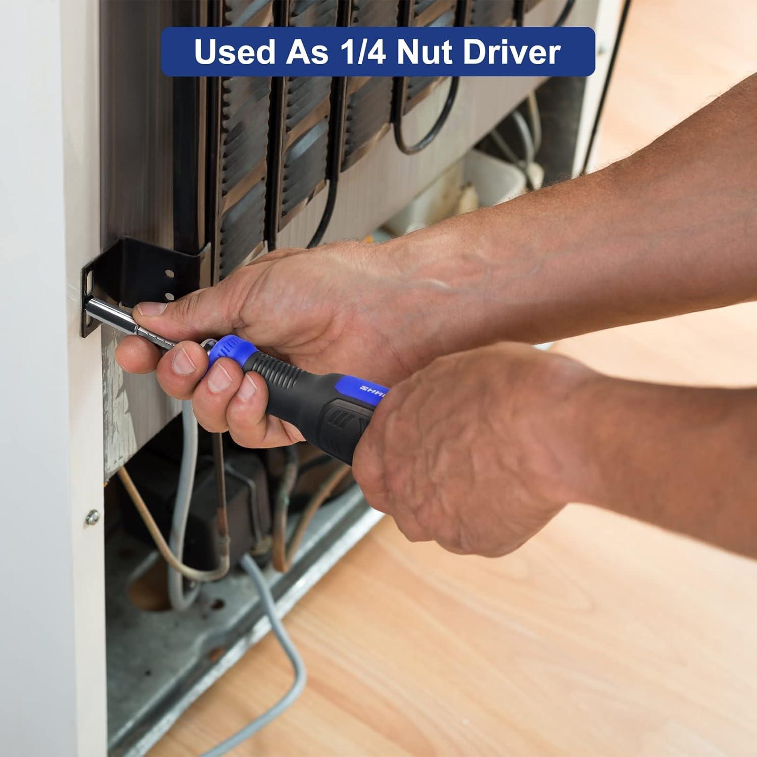 SHARDEN Multibit Screwdriver 13-in-1 Screw Driver Set Adjustable Extension Screwdriver Multitool All in One with Torx Security, Flat Head, Phillips, Hex, Square and 1/4 Nut Driver