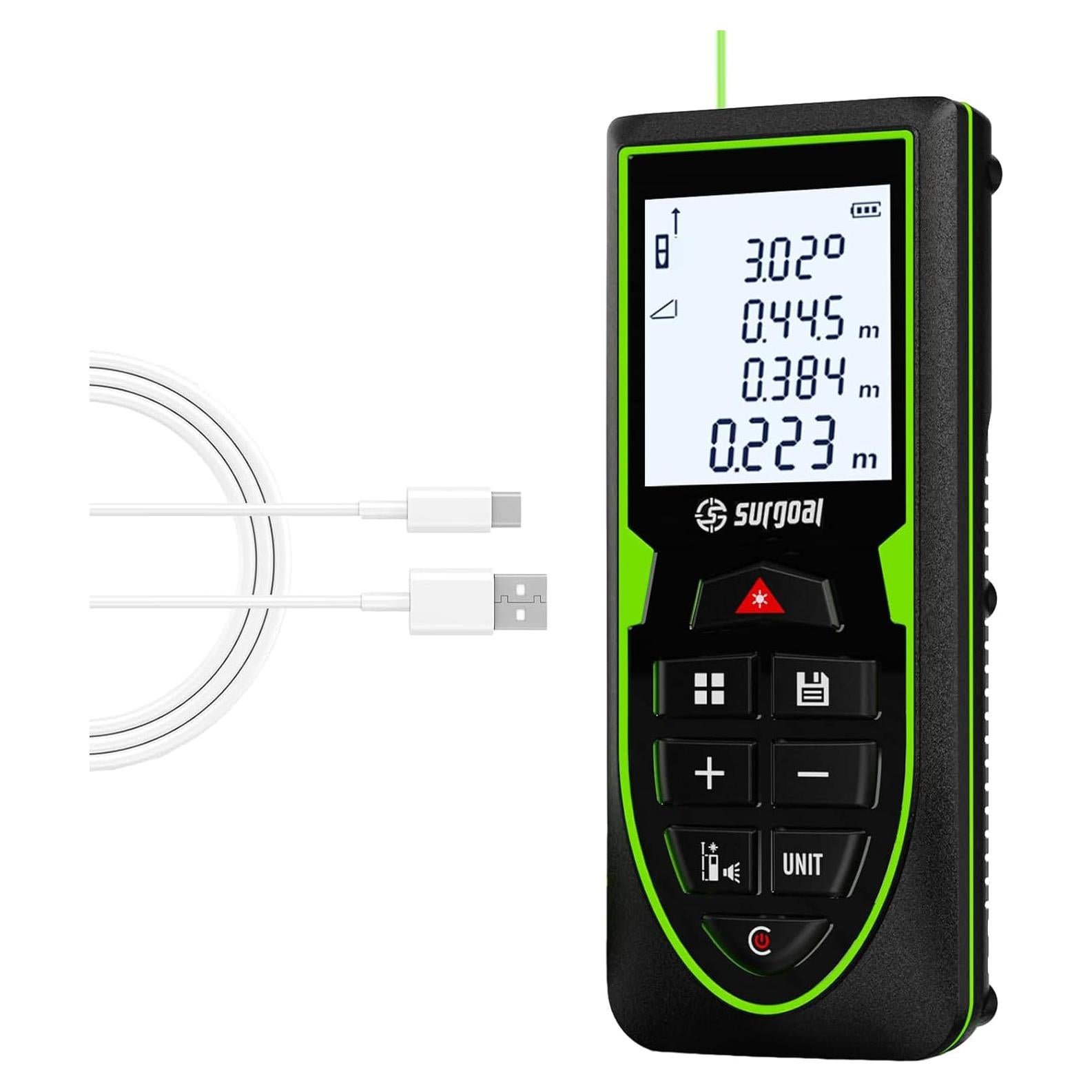 Medidor de Distancia Láser Verde SG SURGOAL 80m Recargable